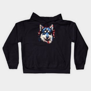 Patriotic Alaskan Husky Kids Hoodie